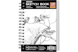 FIXSMITH A5 Sketchbook, 5.5"X8.5" Sketch Book 100 Sheets (68 lb/100gsm), Drawing Paper for Kids, Spiral Bound Artist Sketch Book, Ideal for Beginners,Artists & Professionals, Bright White