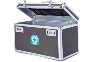 HEWEI WORKS Scatola Medicinali a Prova di Bambino con Serratura a Combinazione, Cassetta Kit Pronto Soccorso Vuota, Scatola Multiuso, Incluso in un Piccolo Portapillole Portatile (Brown)