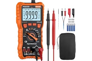 Proster Multimeter TRMS 6000 Counts Auto Manual Range Multimeter Tester with DC/AC Voltage DC/AC Current NCV Detector Temperature Capacitance Resistance Diode Continuity Tester with Cloth Bag
