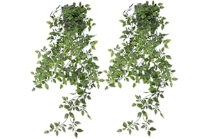 Zequech 2 macetas de plantas colgantes de mandala de imitación, terrazas interiores y exteriores, estantes de escritorio de oficina, decoraciones de boda al aire libre, paisaje artificial, 85 cm