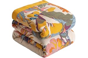 ‎SE SOFTEXLY SE SOFTEXLY Boho Blanket 100% Cotton - Double-Sided Muslin Bedspread 150 x 200 cm, Cuddly Sofa Blanket & Bed Throw, Aesthetic Design, Ideal for Living Room & Bedroom, Orange/Green