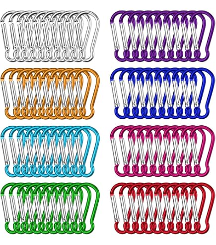 TIMESETL 80 PCS Mini Mousquetons Porte-Clés Alliage Aluminium - Charge 5 Kg Multicolores