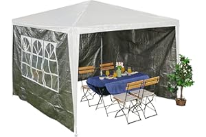 Relaxdays Paneles Laterales Carpa 3x3m, Set de 3, Paredes Pérgola, con Ventanas, Cierre de Contacto, Cerramientos Cenador, Gris, 200 x 300 x 0.1 cm