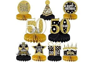 VAIAV Geburtstag Dekoration 50. Bienenwabe Mittelstück Jahre Party Dekorationen Geburtstag Party Zubehör Tischdekorationen Papier Dekorationen für Männer und Frauen(9 Stück)