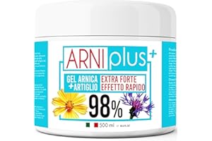 ARNIplus+ Arnica per cavalli uso umano, con VITAMINA C, 500ml arnica gel forte, RAFFREDDANTE, azione rapida, non unge, Arnica + Artiglio del diavolo, made in italy, massaggi muscolari e articolari