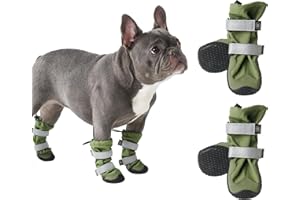 Spark Paws Wodoodporne buty dla średnich i dużych psów, antypoślizgowe buty dla psów, ochraniacze łap, na deszcz, śnieg, wędrówki, odblaskowe paski, 4 szt., zielone, A