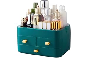 Bingobang Makeup Organiser Storage Drawers, Skincare Cosmetic Organizer Acrylic Large, Tidy for Perfume, jewelery, Brush, Vanity Desk, Dresser, Bedroom, Office, Bathroom (Green)
