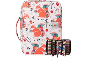 OVAKIA Grande Capacité Trousse Scolaire pour Crayon de Couleur 220, Étui à Crayons Art Sac Rangement pour Artiste Peinture Palette Couteaux, Pinceau Aquarelle, Outils DIY (l'écureuils)