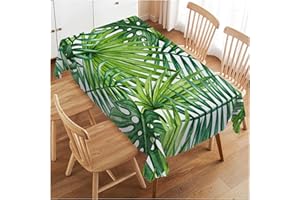 Walmsco Tablecloth Green Watercolor Leaves Palm Decor For Dining Room Kitchen Rectangular Table Cover 132 * 178cm