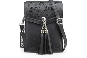 seOSTO Sac BandoulièRe Femme, Mini Sac Telephone Portable Femme, Pochette Portable BandoulièRe Femme, Sac Portefeuille Femme Bandouliere SynthéTique Avec Pompons, Longueur RéGlable