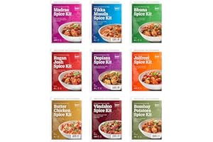 East at Home 9 Curry Spice Kit - Authentic Indian Curry Blends for Creating Flavorful, Restaurant-Style Meals at Home, Includes a Variety of Spices for Versatile Dishes, Easy to Use, 9 Packs