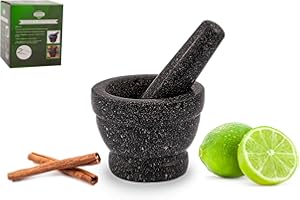 ADEPTNA Premium Solid and Durable Natural Granite Pestle and Mortar Spice Herb Seed Salt and Pepper Crusher Grinder Grinding Paste -Comfortable and Easy to use