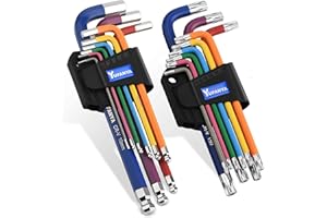 YUFANYA 18PCS Allen Key Set,Metric Ball End Allen Hex Key Set and Torx/Star Key Set with Colour Coding,Sizes T10-T50,1.5mm-10mm for Furniture Assembly,Bike,Motorcycle Maintenance,Household DIY,Case Package