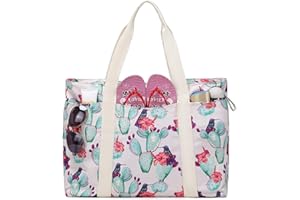 Makukke Grand Sac de Plage Zippé, Sac à Bandoulière Shopper pour Femmes, Sac de Plage en Toile pour les Excursions d'une Journée ou l'utilisation en Festival, 55 x 36 x 20 cm