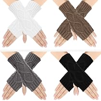 Lot De 4 Paires De Mitaines En Coton Noir - Chauffantes, Extensibles - Pour Travail, Vélo, Conduite