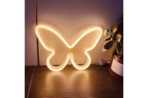 HFHUNGKEONG Warm White Butterfly Neon Sign for Wall Office College Apartment Dormitory Wedding Christmas Party Decoration, Neon Butterfly LED Sign Butterfly Ornament Night Light USB or 3 AA Battery Powered