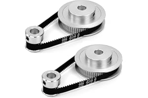 JESUSTREE Juego de 2 Polea Sincronizacion GT2 20 & 60 Dientes 5mm Alesaje Rueda de Polea de distribución de aluminio, con 2 piezas Longitud 200 mm Ancho 6 mm Correa para Impresora 3D (20-60T-8B-6)