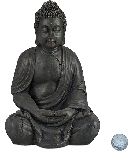 Statua Buddha Seduto In Legno Di Suar - Altezza 30 Cm, Mani In Preghiera Atmanjali Mudra, Decorazione Zen Artigianale