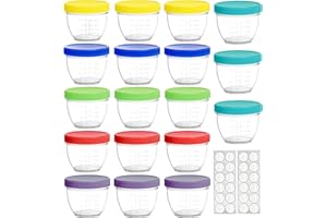 Youngever Lot de 18 Pot de Conservation Bebe 120ML, Petit Pot Bébé, Repas de Bébé Boîtes de Conservation (Rainbow)