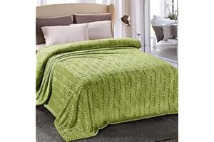 Whale Flotilla Manta para Sofá con diseño de Hojas, Manta para Cama de Franela Muy Suave y Acogedora, 220 x 240 cm,Verde Oliva