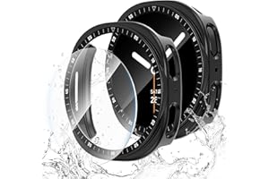 MYAPULUA Case for Samsung Galaxy Watch 8 Screen Protector 40mm 44mm,Hard PC Cover+HD Tempered Glass Waterproof Anti-Fog Protective Film Full Protection Scale Bumper for Samsung Galaxy Watch 8 Case 40 44 mm