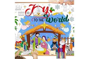 HOWAF Szopka bożonarodzeniowa, ogromny plakat do kolorowania, dla dzieci, religijny papier do kolorowania, chrześcijański, świąteczny obrus, pakiet aktywności bożonarodzeniowej dla dzieci, dekoracje