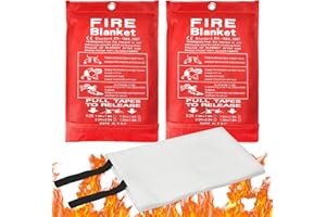 UOCAI Koc gaśniczy do kuchni, 2 sztuki, koc przeciwpożarowy DIN EN-1869:1997, koc ogniowy, z włókna szklanego, do przyczepy kempingowej, grilla, samochodu, szkoły, kominka, biura, spawania