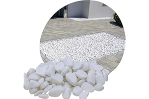 V-PREMIUM SOLUTION -Thassos Weiße Marmor-Kieselsteine - Dekorativ Stein 1-2 cm - Gartendeko - Dekostein - Natürliche Gartendekoration aus Griechenland - Schneeweißer Glanz - Kieselsteine