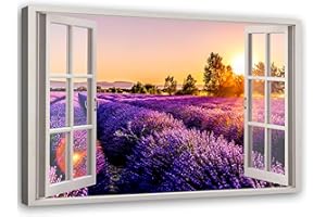 Feeby Peinture sur Toile 60x40 cm - Decoration Chambre - Tableau Paysage Nature Fenêtre - Decoration Maison - Moderne - Toile Peinture - Art - Poster Mural
