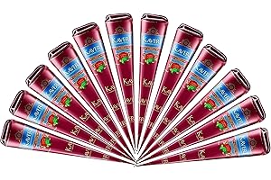 Kaveri Cono Naturale 12 x 25g - Senza PPD & Sostanze Chimiche Lunga Durata | Dermatologicamente Testato Per Decorazioni Creative Facile da Applicare mit Kajal Adesivo