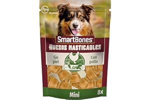 SmartBones Huesos Masticables Mini - Snack masticable con sabor pollo y con verduras para perros pequeños, huesos de textura blanda, sin cuero crudo, 8 piezas