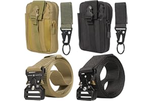 KEESIN 2 PCS Tactical Belt & Molle Pouch & Snap Hook 49"x1.5" Nylon Military Belts with Heavy Duty Quick Release Metal Buckle,Taille Arbeitsgürtel für Männer/Frauen Outdoor Sports Camping Jagd