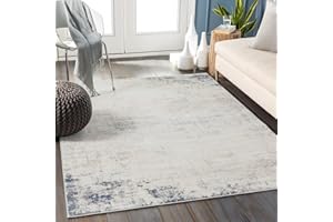 ‎LIVABLISS Livabliss Utrecht modern 140x200 cm – Abstraktes Marmor-Design in Elfenbein, Grau & Blau, weicher pflegeleichter Kurzflor für Wohnzimmer, Schlafzimmer & Esszimmer