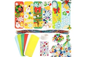 BOOMTOP 364pz Lavoretti Creativi Natale per Bambini Artigianato Adesivi in Gommapiuma Schiuma Strass Pompom Gadget Lavoretti Segnalibri Natalizi Natale per Bambini Artigianato Fai da Te