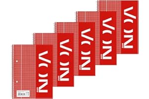 ‎LEITZ Leitz VON Collegeblock A5 kariert, 5er Pack, Notizblock mit 160 Seiten, 80 Blatt, Ideal für Büro, Studium und Schule, mit Rand links, 45760001