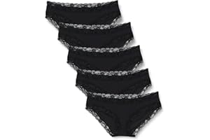 Iris & Lilly Braga Hípster de Algodón y Encaje Mujer, Pack de 5