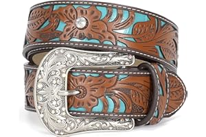 JasGood Damski skórzany pasek do dżinsów, spodnie, modny pasek dla kobiet z klamrą