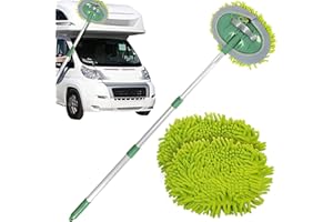 TANNESS Caravan Car Wash Mop Kit - Scratch-Free Microfibre & Mitt for Car Cleaning, Extendable Long Handle, 2 x Lint-Free Mop Heads, Car Washing & Detailing Brush for Cars, Vehicles and Automotive