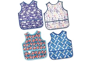 Joyo roy Baby Bib for Boys 4Pack Baby Bibs for Weaning Toddler Bibs Waterproof Bibs for Babies 0-3 Years