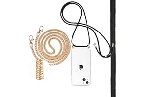 Pnakqil Handykette Kompatibel mit Apple iPhone 12/12 Pro 6,1" Hülle mit Band, 2 Stück Necklace Handy Kette Kordel zum Umhängen Schutzhülle, Trasparente TPU Bumper Stoßfest Smartphone Case, Lanyard 2