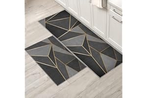 XIAOBUDIAN Kitchen mat of 2, non-slip kitchen rug absorbent and grease absorbing kitchen rug set,suitable for kitchen use. (Style B, 40x120cm+40x60cm)