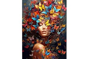 CLENDO Malen Nach Zahlen Erwachsene Lady,Bastelset Erwachsene Gemälde Schmetterling,Kreativ Set für Erwachsene,DIY Handgemalt Ölgemälde Kit für Anfänger und Erwachsene für Geschenke 30X40cm