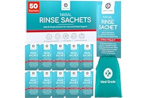 Medi Grade Saline Nasal Rinse Salt Sachets for Nasal Irrigation 50 Sachets x 4.5g -All Natural, Isotonic and pH Balanced for Clear Nasal Passages and Improved Breathing