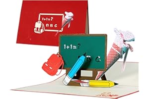 Diese-Klappkarten Biglietto auguri 3d per inizio scuola o promozione, ideale come busta portasoldi, compleanno bimbo, taglio al laser con disegno tridimensionale a comparsa, rosso e bianco