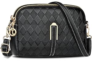 TEUEN Petit Sac a Bandoulière Femme, Simili Cuir Souple en PU Saccoche Bandouilliere avec Poches Multiples 2 in 1 Sacs à Main Portés Épaule et Pochette Bandoulière pour Telephone Portable