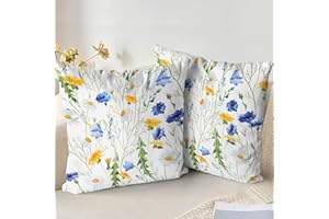XPHZZL Cushion Covers Set of 2 Pack 40 x 40 cm - Soft Double Sided Garden Floral Decorative Pillow Covers for Sofa Bed Garden Outdoor Spring Decor with Invisible Zipper 16 x 16 Inch-White