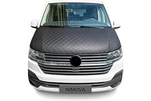 NIMOVA Front Diamond Effect Black Full Bonnet Bra Cover Protector Guard For Volkswagen VW T6 Transporter 2016-2021 Models
