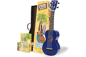 Mahalo Rainbow Soprano Ukulele Beginners Kit - Ukulele for Kids & Adults with Guide, Carry Case, Clip-on Tuner, Spare String Set & Picks, Learn 2 Play' Instruments Bundle, Blue