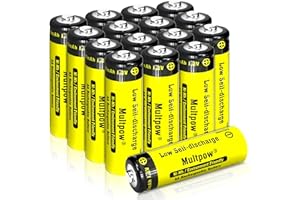 KLGFI Akku AA 16 Stück, 2600mAh AA Akkus Wiederaufladbar, NI-MH Aufladbare Batterien AA, Hohe Kapazität 1.2V Battery, Geringe Selbstentladung Haushaltsbatterien (Gelb)