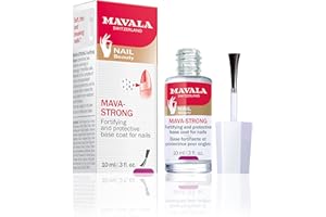 MAVALA - Mava-Strong 10 ml, Base Fortalecedora y Protectora para Uñas, Naturales y Fuertes, Esmalte Incoloro con Brillo, Uso Semanal, Acaba con las Uñas Finas, Incoloro y Brillante